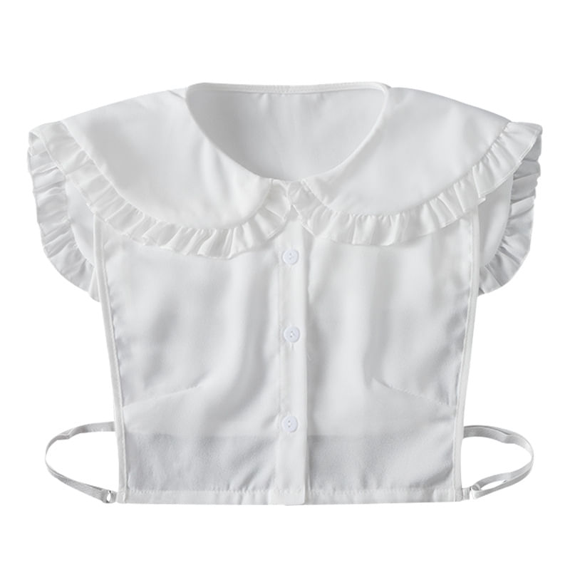 Gola Falsa, Elegante, Branca Com Babados Para Mulheres, Removível