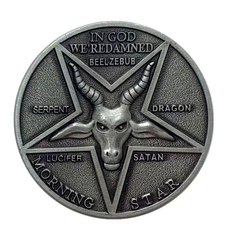 Moeda: Pentagrama, Caveira De Cabra Satânica, Estrela De Cinco Pontas, Níquel