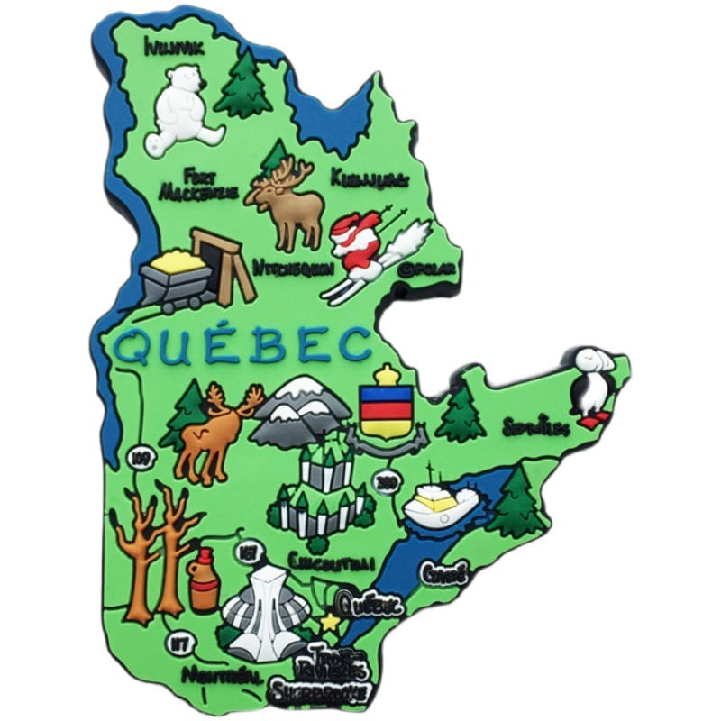 Imã De Geladeira, Resina 3d, Mapa De Quebec, Lembrança De Viagem