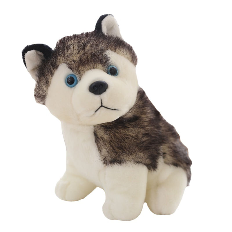 Boneca De Cachorro Realista De Pelúcia Husky Stuffed Cartoon De 23 Cm