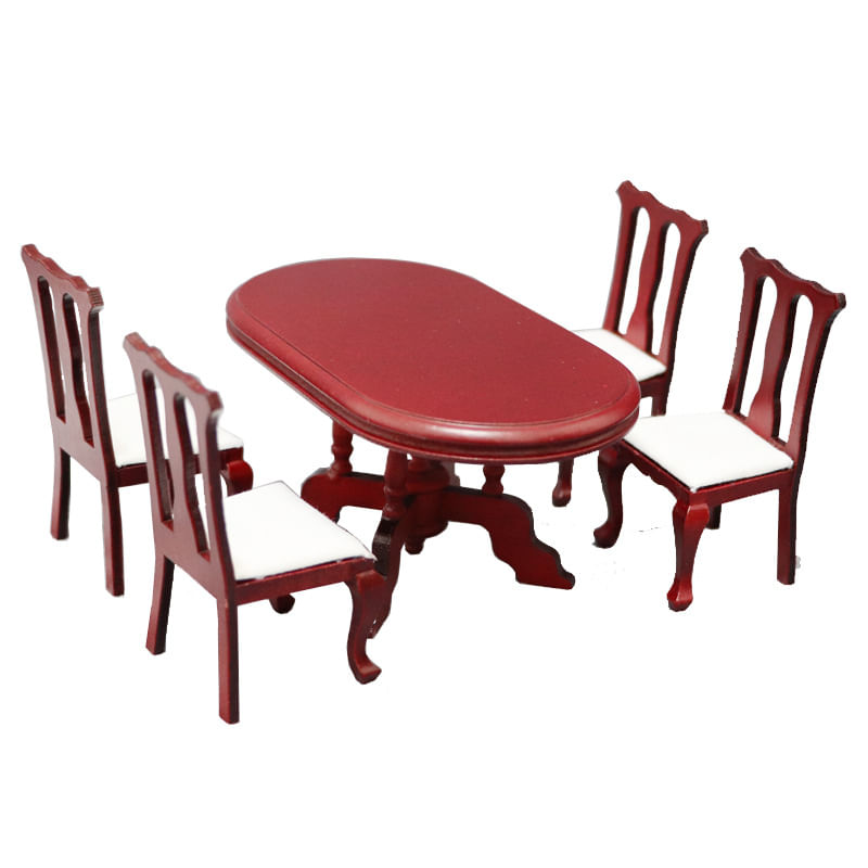 Conjunto De Móveis Miniature Dollhouse 1:12 Redwood Dining Table