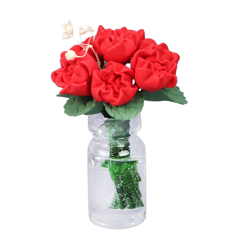 Vaso De Flores De Rosas Em Miniatura Dollhouse Em Escala 1:12