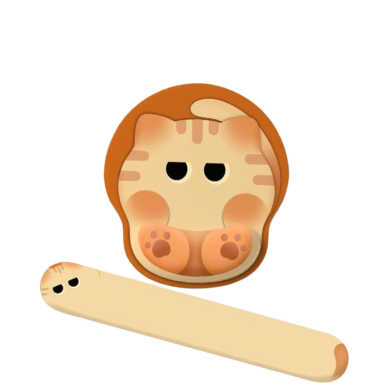 Conjunto De Descanso De Pulso Para Mouse E Teclado Ergonomic Orange Cat