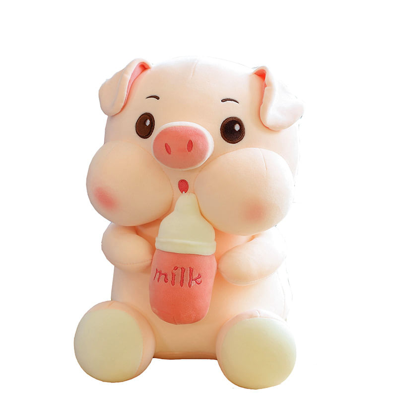 Plush Toy Doll Cartoon Milk Bottle Pig 45 Cm Para Crianças