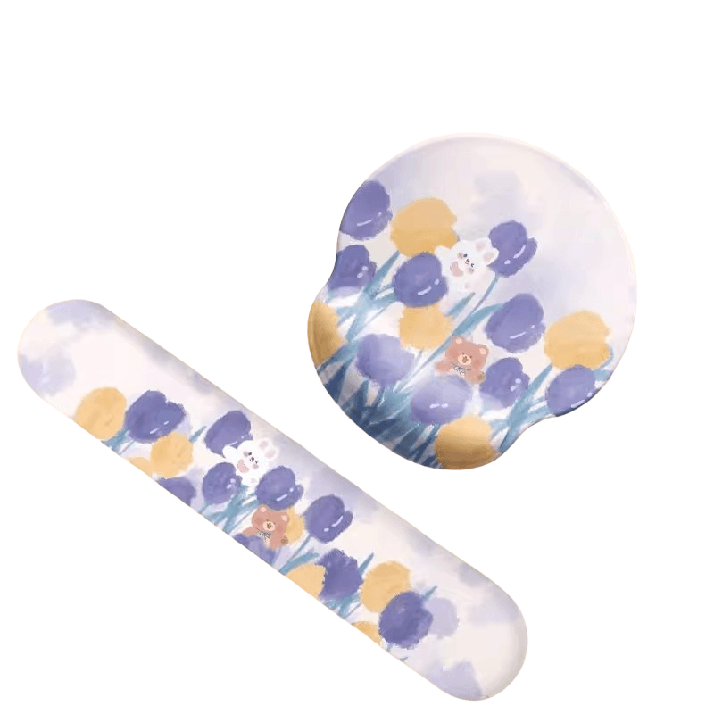 Conjunto De Apoio De Pulso Para Mouse Pad E Teclado Em Espuma Viscoelástica De Silicone