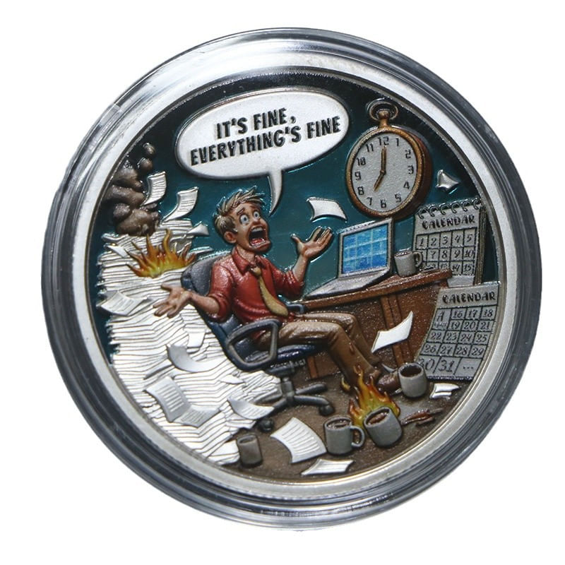 Moeda Comemorativa Funny Office Chaos High Relief 35g