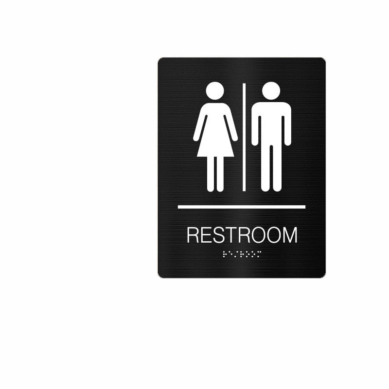 Placa De Banheiro Em Aço Inoxidável Com Braille 15x20cm (2 Unidades)