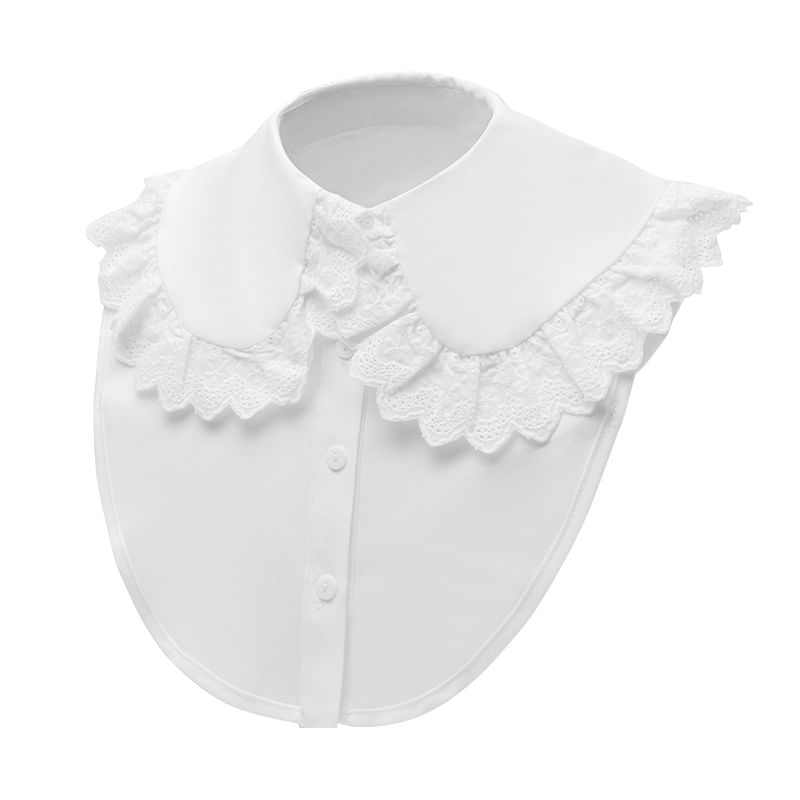 Blusa De Camisa De Renda Branca Removível Com Babados, Meio Falsa