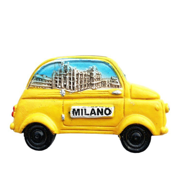 Lembrança De Resina 3d Frigorífico Magnet Milan Yellow Taxi 7,7x4,5cm