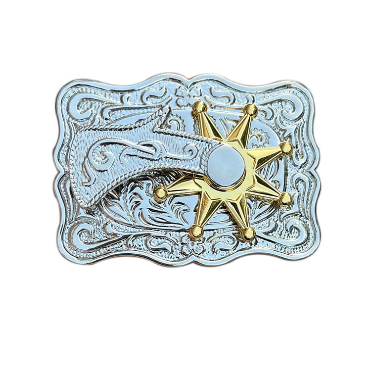 Fivela De Cinto Spinning Spur E Star Badge Alloy 95 G 8,7 X 6,3 Cm