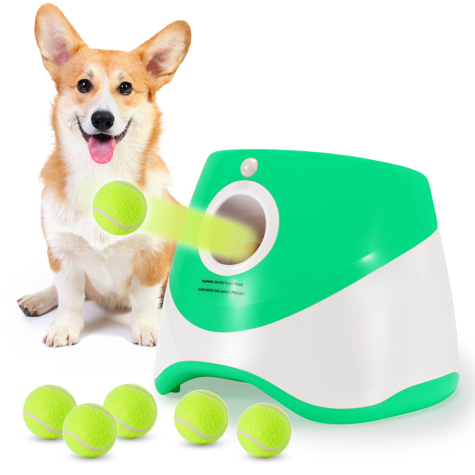 Lançador Automático De Bolas Para Cães Genérico Com 3 Bolas De Tênis