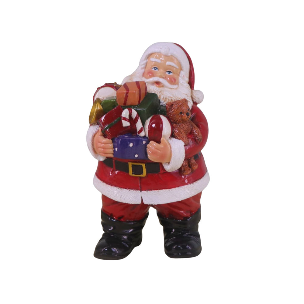 Estatueta De Resina Papai Noel Com Presentes 15,5 Cm - 300 G