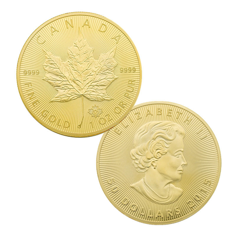 Moeda Comemorativa Canadian Maple Leaf Banhada A Ouro 35g