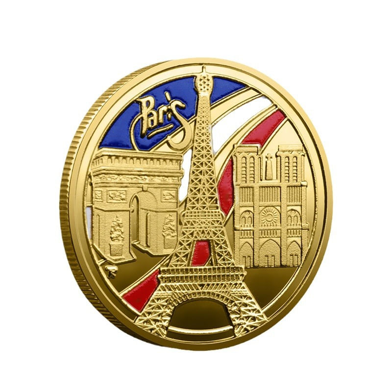 Réplica De Moeda Comemorativa Paris Landmarks Gold-tone 35g