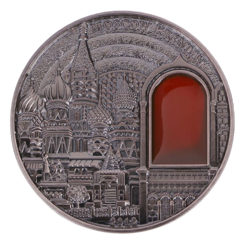 Réplica De Moeda Do Kremlin De Moscou 2012 Com Esmalte Vermelho De 35 G De Ferro