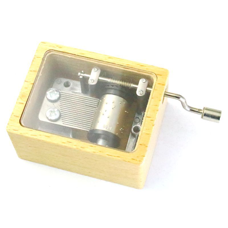 Caixa De Música Com Manivela Transparente De Madeira Com Música Clássica