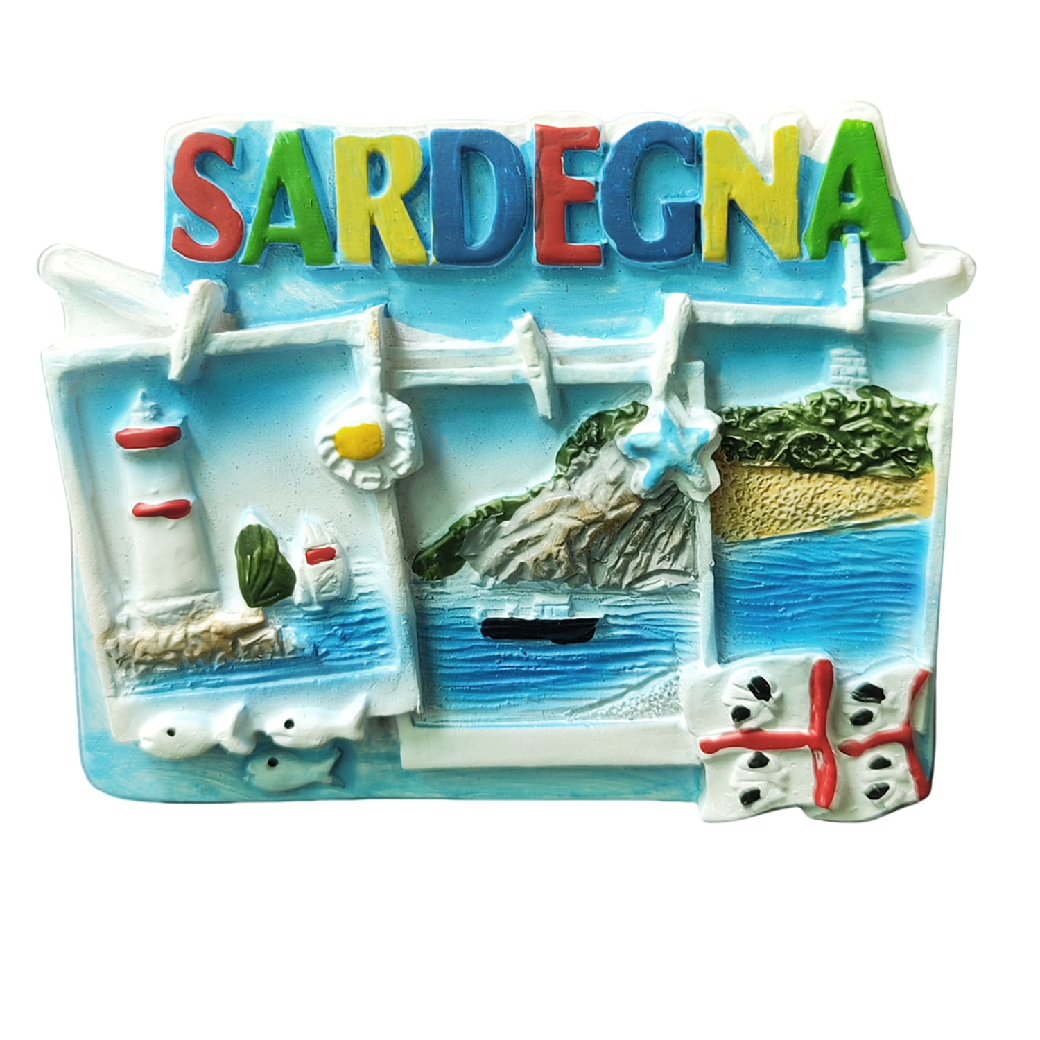 Lembrança De Resina 3d Com Ímã De Geladeira Sardinia Beach 6.8x5.3cm