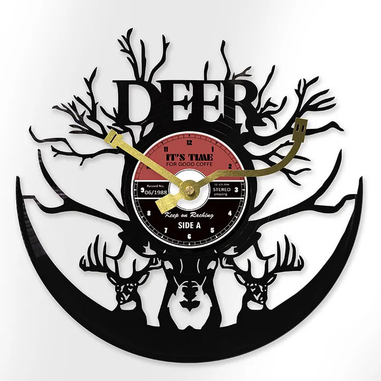 Relógio De Parede Creative Deer Vinyl Record 30x30cm 2kg