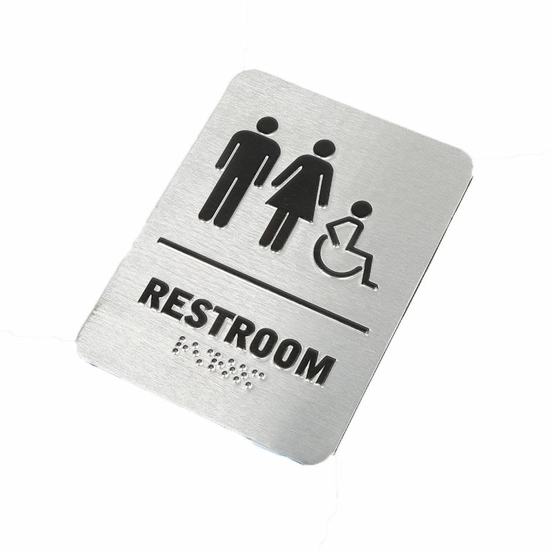 Placa De Banheiro Em Aço Inoxidável Com Braille Masculino