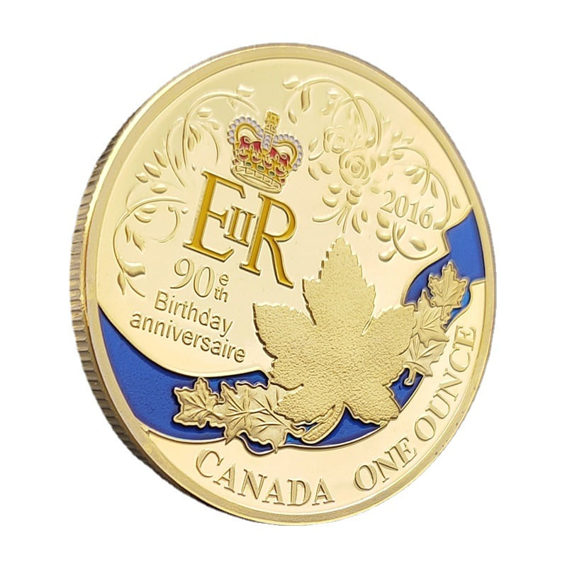 Coin Canada Maple Leaf Comemorativa Do 90º Aniversário Da Rainha