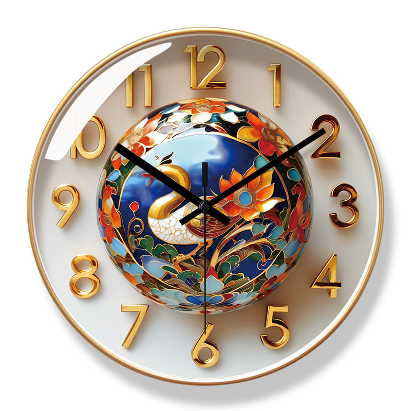 Relógio De Parede Creative Peacock Silent 30cm Plastic Mirror