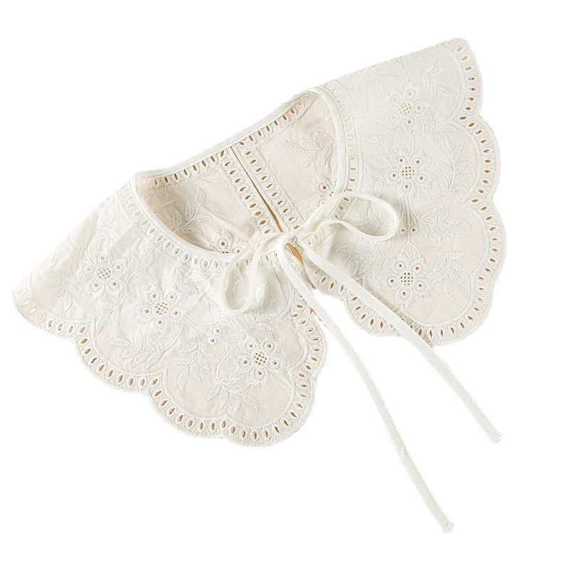 Algodão Bordado Com Gola Falsa De Renda Removível Para Mulheres