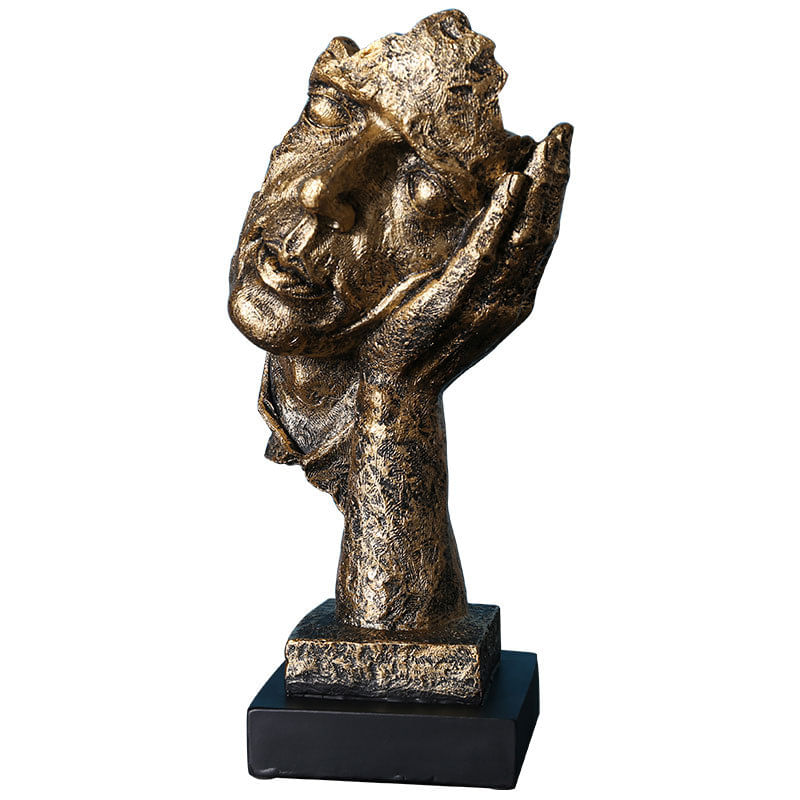 Escultura Em Resina Facial Silence Vintage 12.5x11.5x33cm