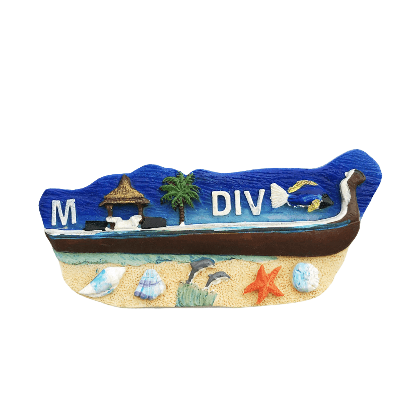Geladeira Magnet Canoe Maldives 3d Resin Beach Design 8,8x4,2 Cm
