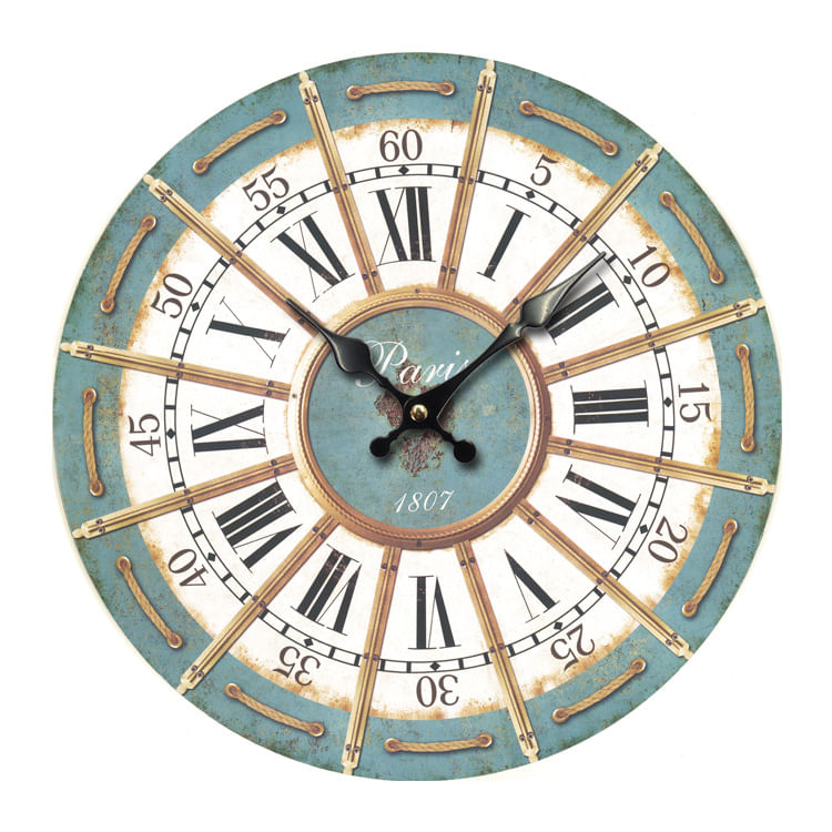 Relógio De Parede Vintage Paris Com Design Rústico De 18 Polegadas Com Algarismos Romanos
