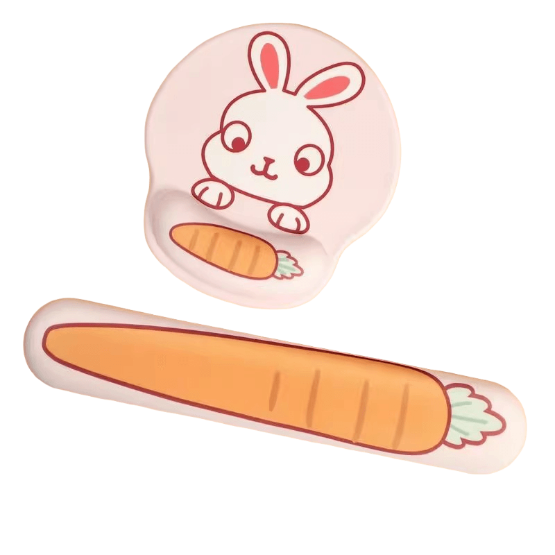 Conjunto De Descanso De Pulso Para Mouse E Teclado Em Tecido De Seda Leitosa