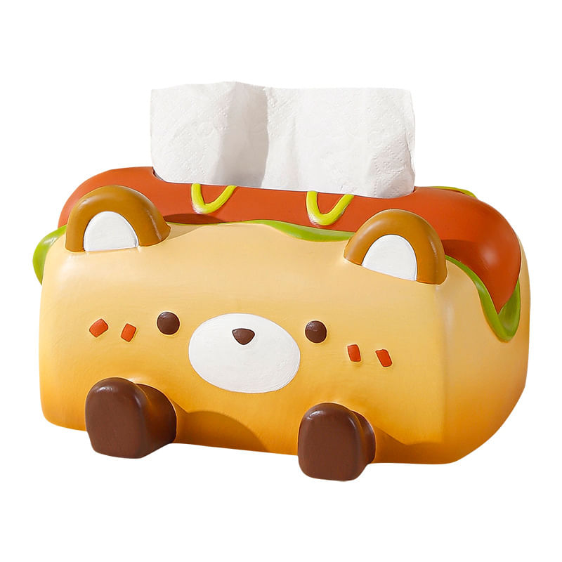 Tampa De Lenços De Papel Para Cachorro-quente Em Forma De Urso Em Cerâmica 500g 20x18x10cm