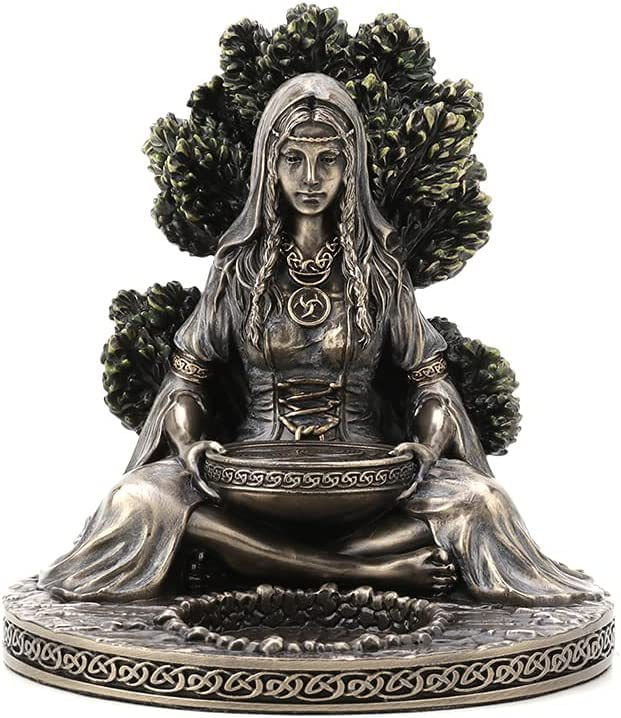 Escultura Terra Mãe Gaia Deusa 14 Cm De Resina Pintada À Mão