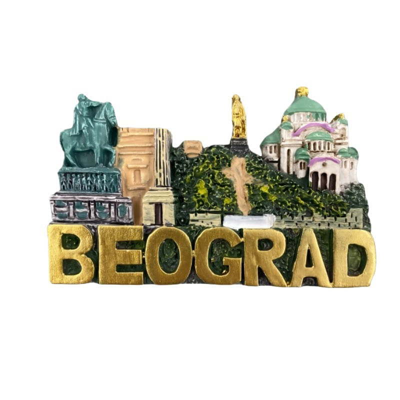 Frigorífico Magnet 3d Belgrade Resin Refrigerator Mag 7,2 X 8,4 Cm