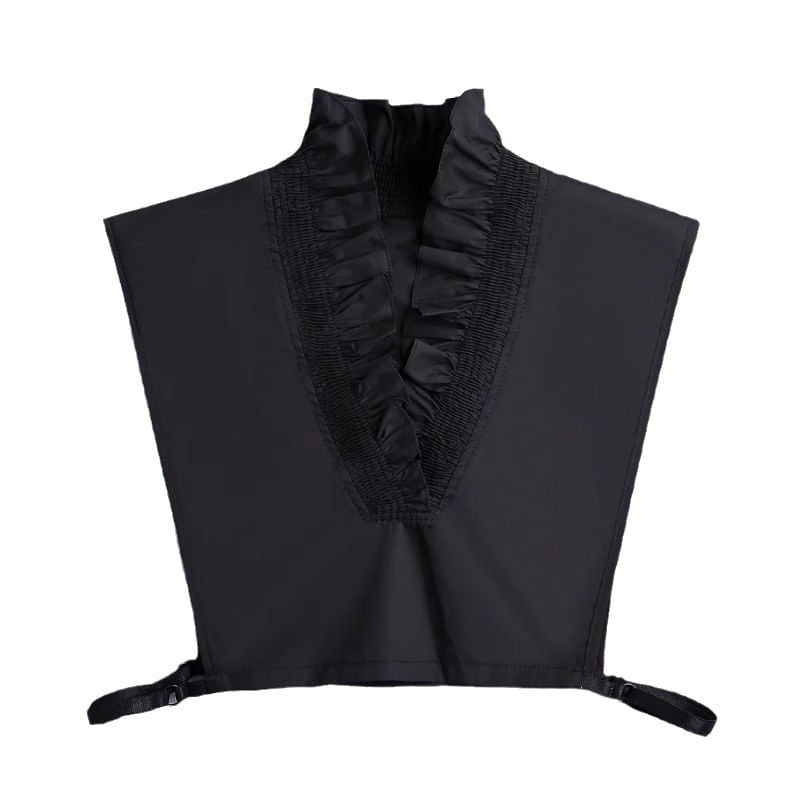 Gola Falsa, Gola Removível, Babados Pretos, Decote Em V Para Mulheres