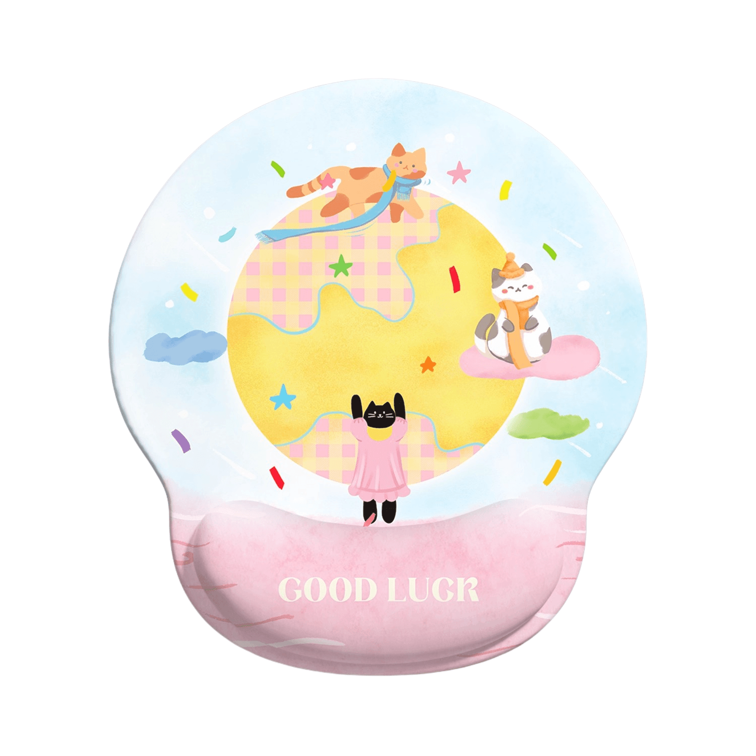 Mouse Pad De Suporte De Pulso Good Luck Cat Design
