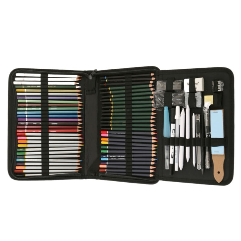 Conjunto De Materiais Para Esboço E Desenho, 56 Unidades - Lápis De Grafite