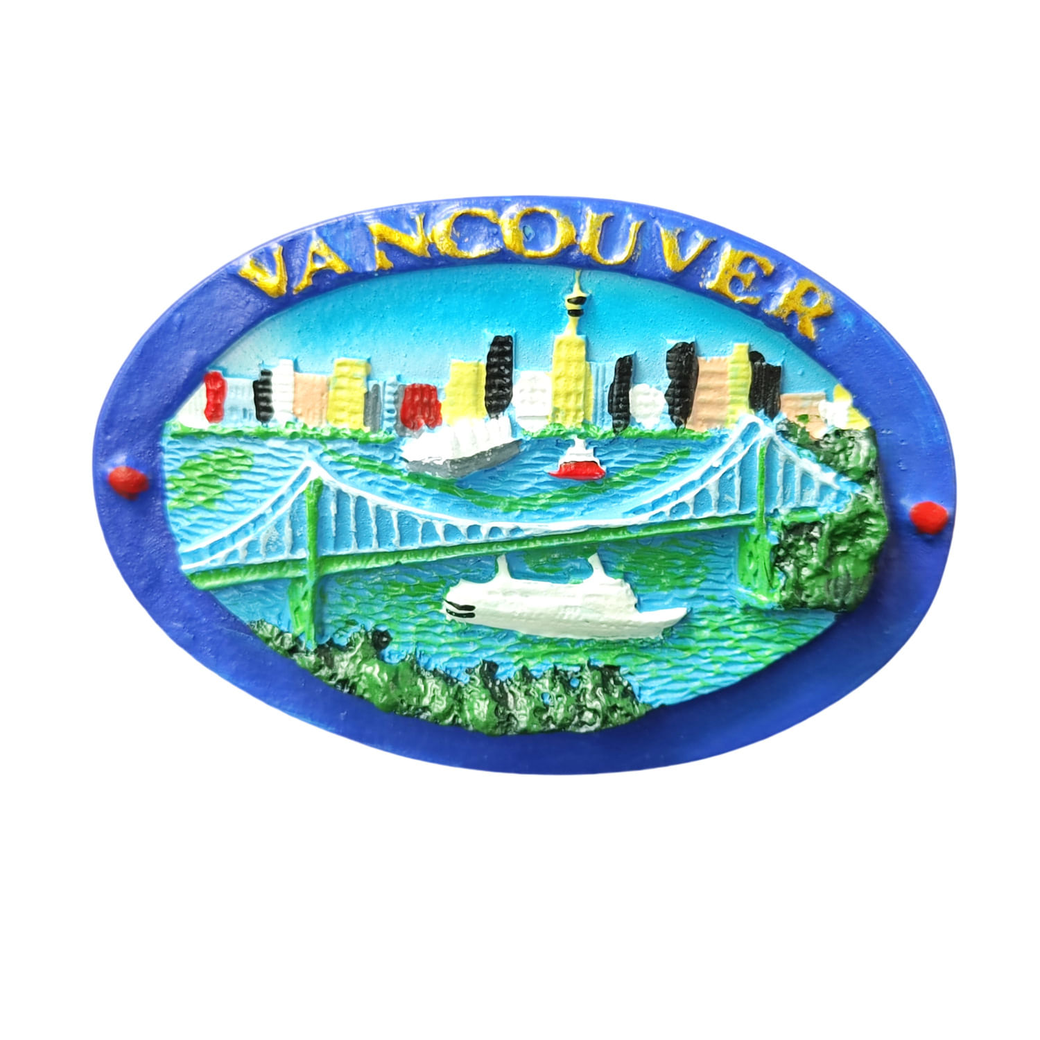 Ímã De Geladeira Vancouver Cityscape 3d Bridge And Skyline