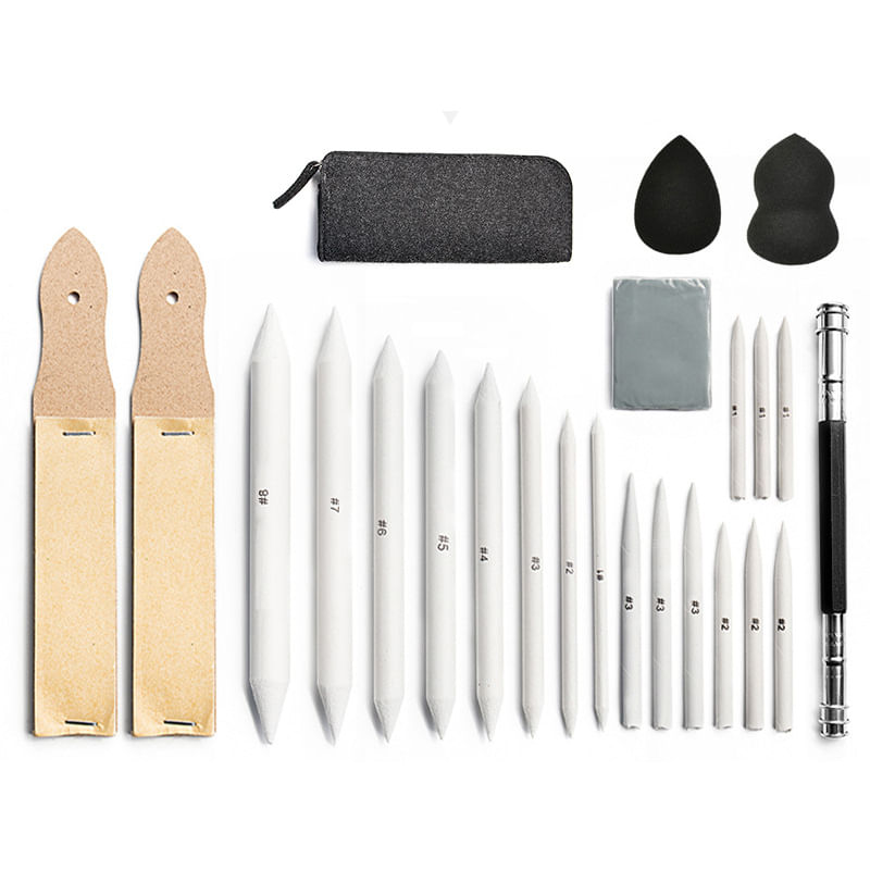 Conjunto De Mistura De Tocos E Borrachas, 18 Peças Para Esboçar E Sombrear