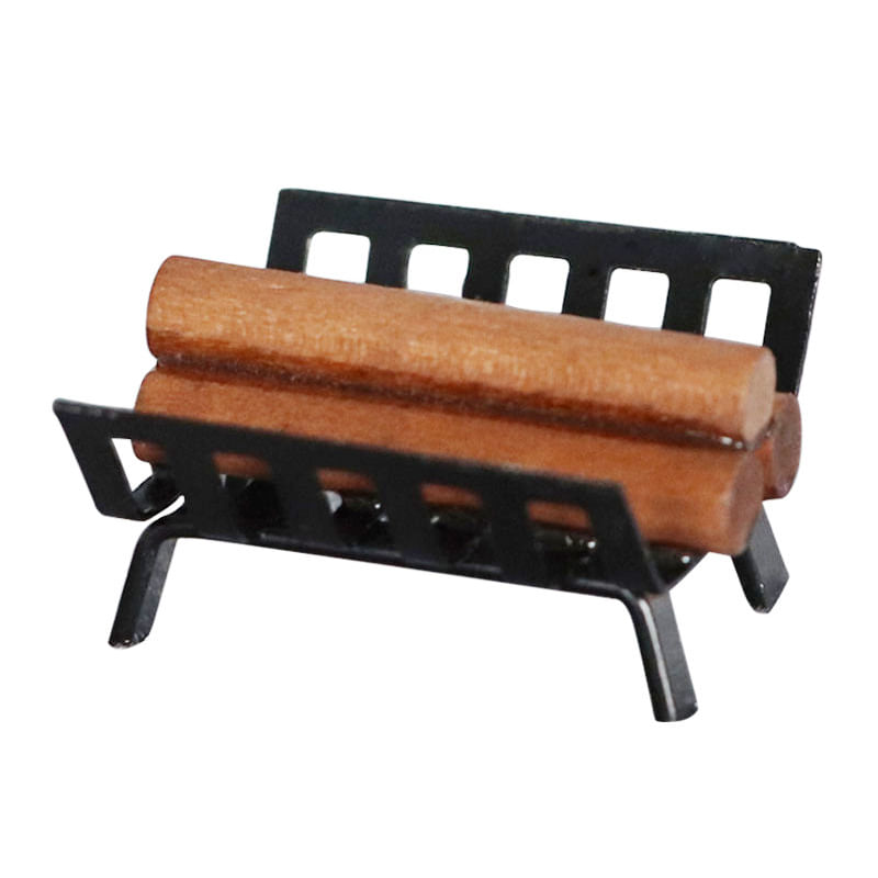 Prateleira De Lenha Para Casa De Bonecas Em Miniatura Em Escala 1:12 De Madeira E Metal