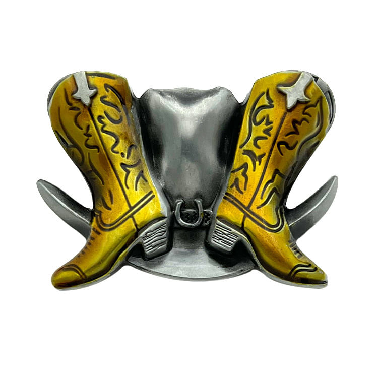 Botas De Cowboy Com Fivela De Cinto E Design De Chapéu Em Liga 78g
