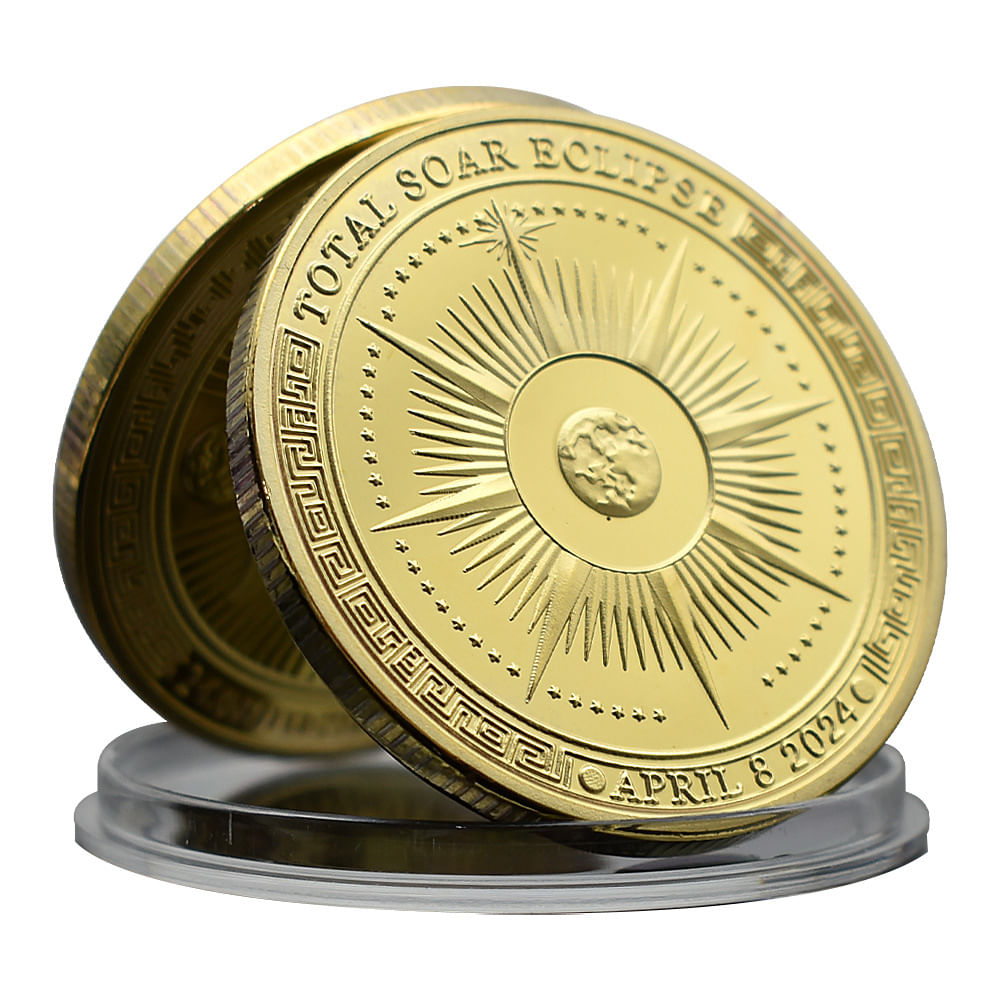 Réplica Comemorativa Da Moeda: Eclipse Solar Total, 8 De Abril De 2024