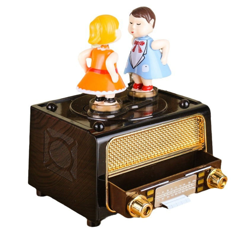 Mini Toca-discos Retrô Music Box Com Figuras De Casais Dançando
