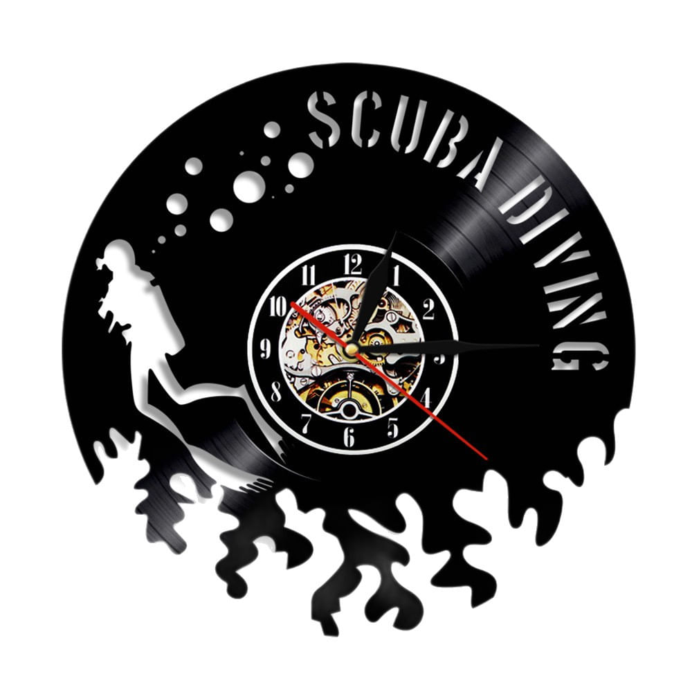 Relógio De Parede Creative Scuba Diving Vinyl Record Design 30 Cm