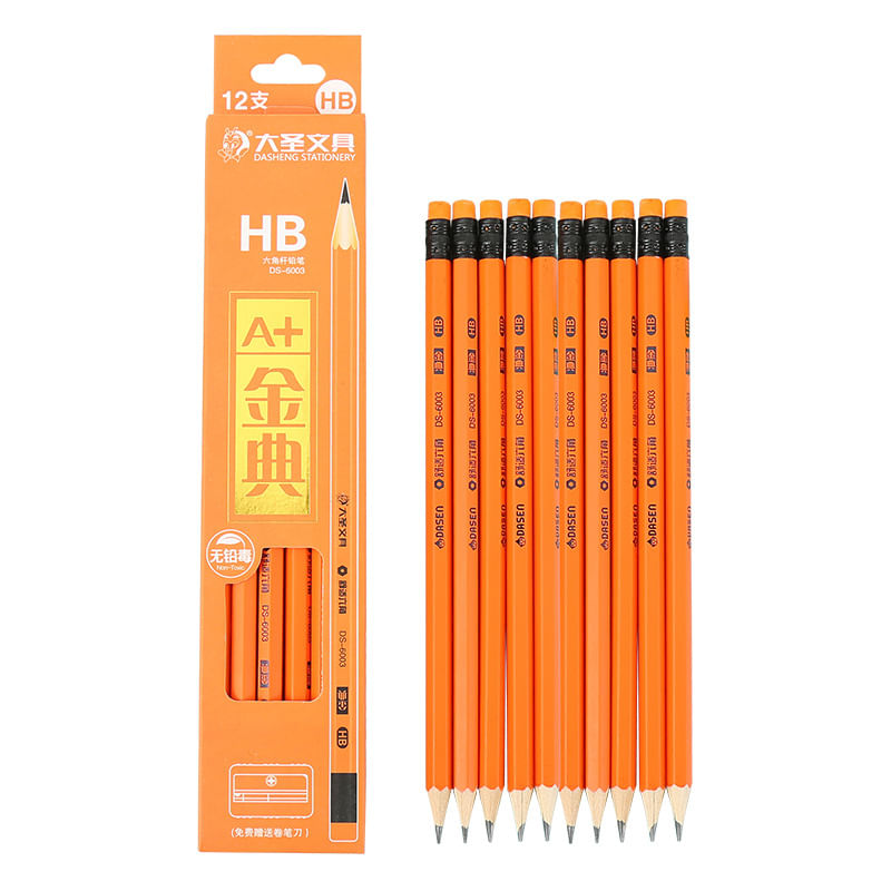 Lápis Hb Graphite, 3 Peças Com Borrachas De 18,7 Cm - Madeira De Alta Qualidade