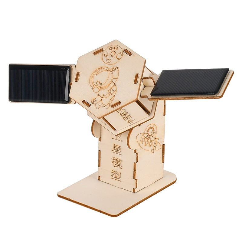 Modelo De Satélite Solar De Madeira Diy Para Experimentos Científicos Stem
