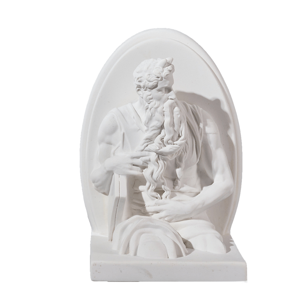 Escultura Estátua De Moisés Em Resina Branca 12cm