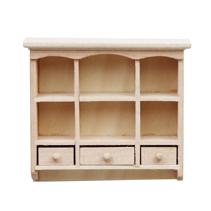 Prateleira De Exposição Em Miniatura Dollhouse De Madeira Em Escala 1:12 Natural
