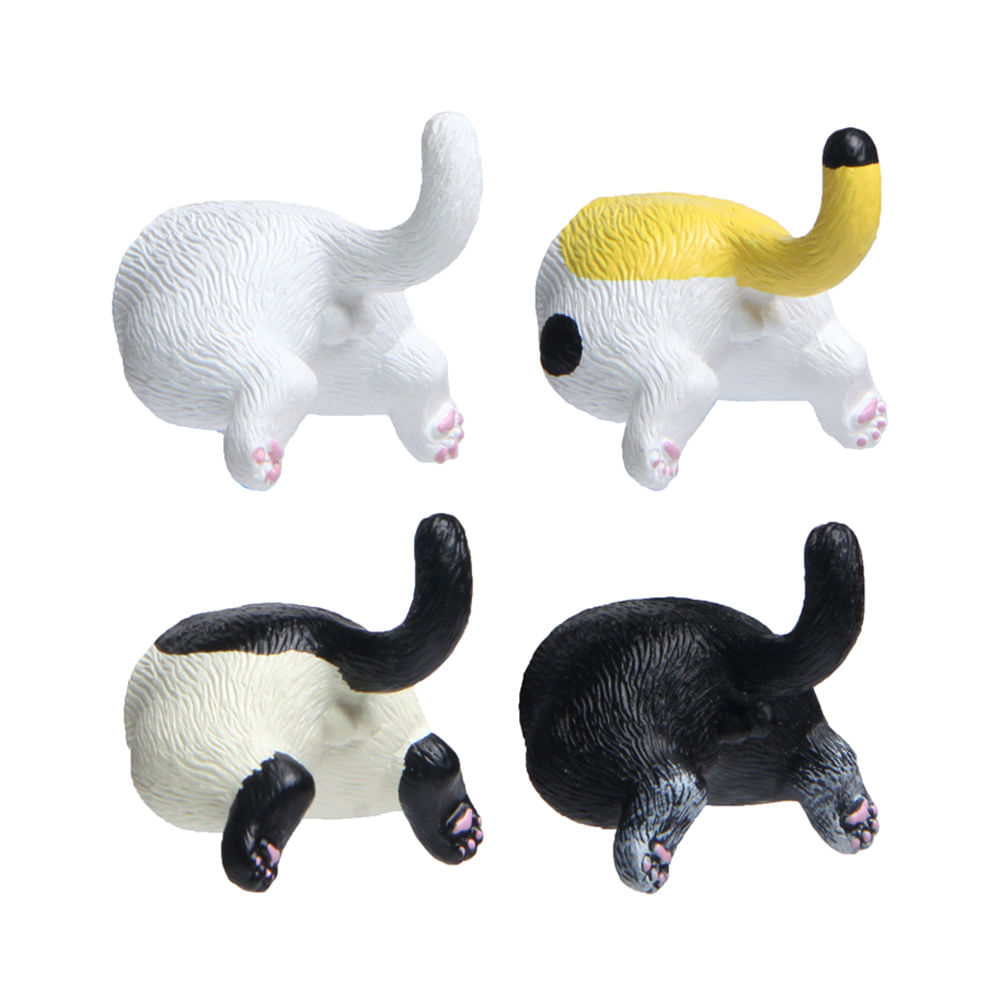 Conjunto De Ímãs De Geladeira, 4 Peças De Geladeira De Resina 3d Cute Cat Butt