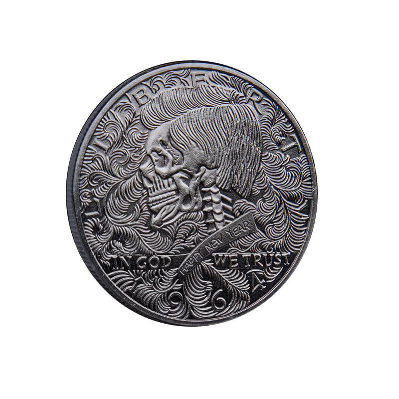 Ferro Comemorativo Coin Skull Libertys 35g 4cm De Diâmetro