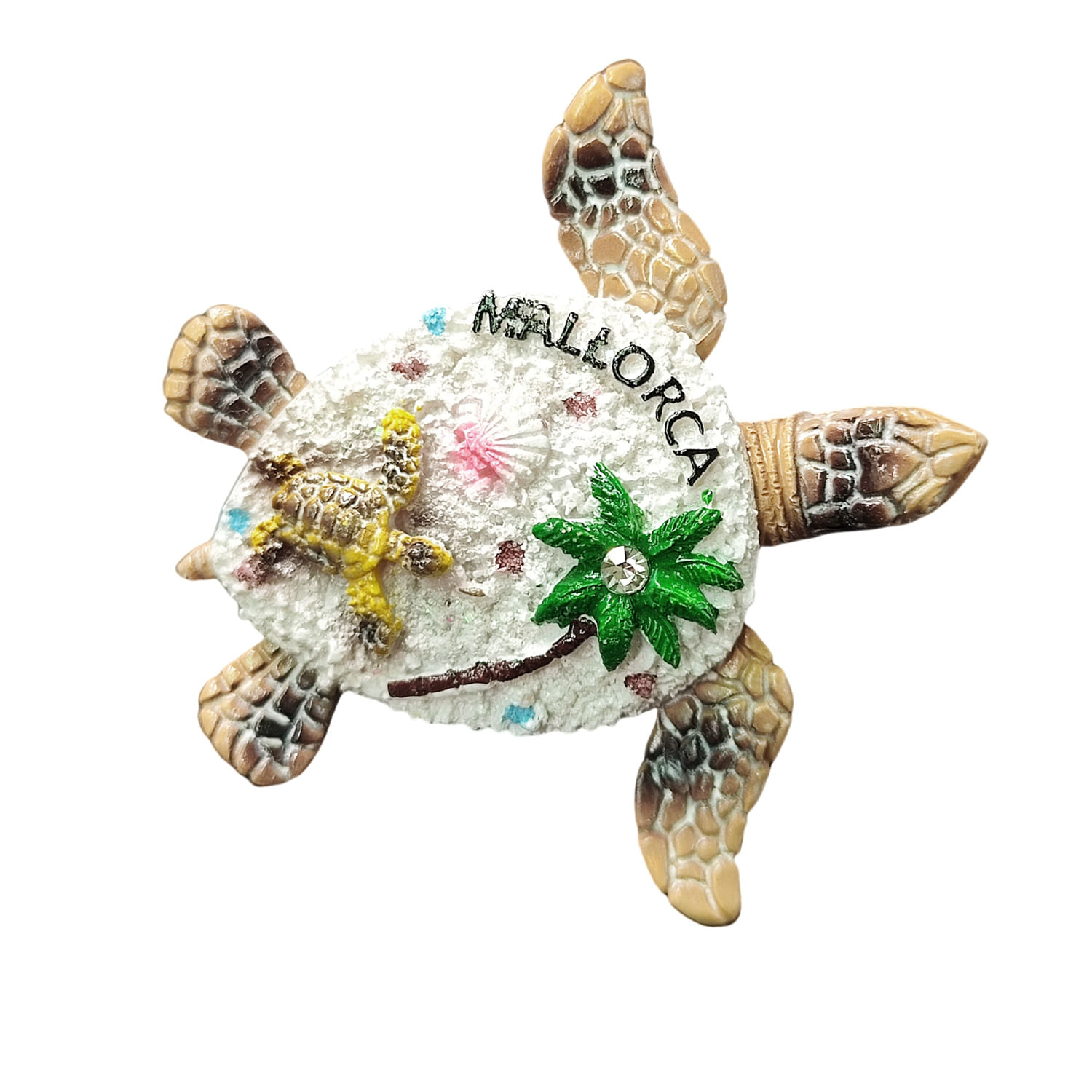 Lembrança De Resina 3d Mallorca Island Turtle, Ímã De Geladeira, 7,3 X 7,7 Cm